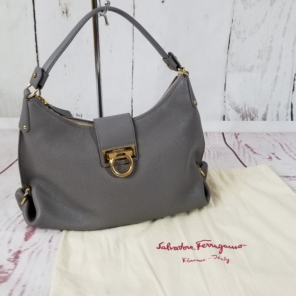 Salvatore Ferragamo Handbags - Salvatore Ferragamo Fanisa Pebbld Gancini Hobo Bag